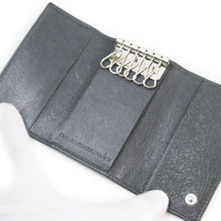 Top Quality Balenciaga Leather Key Holder Gray