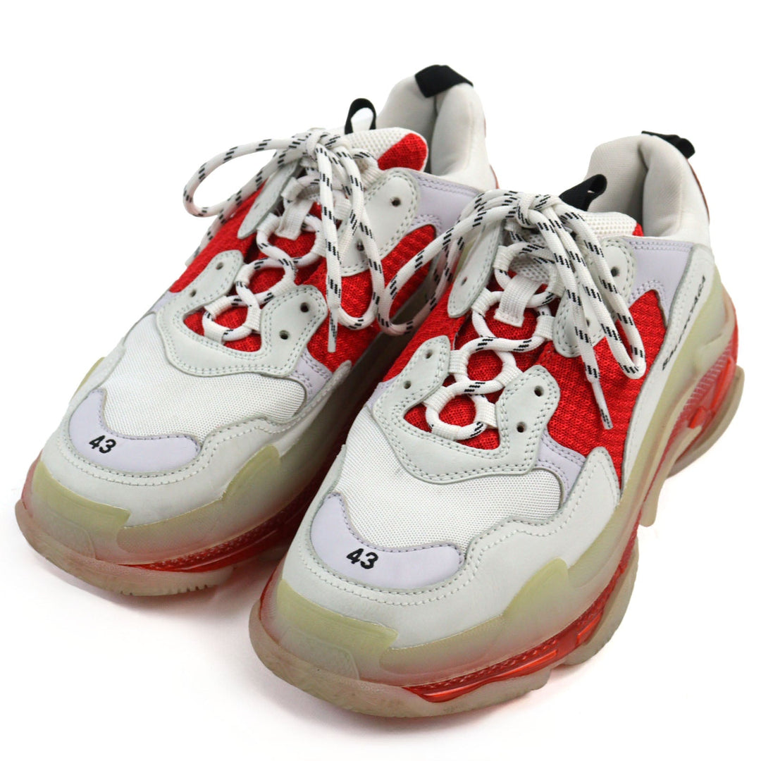 Top Quality Balenciaga Triple S Leather Sneakers White Red