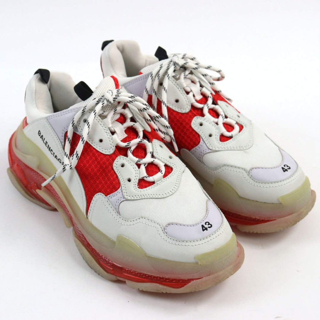 Top Quality Balenciaga Triple S Leather Sneakers White Red