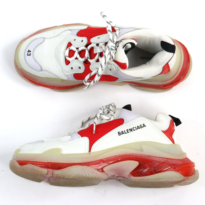 Top Quality Balenciaga Triple S Leather Sneakers White Red