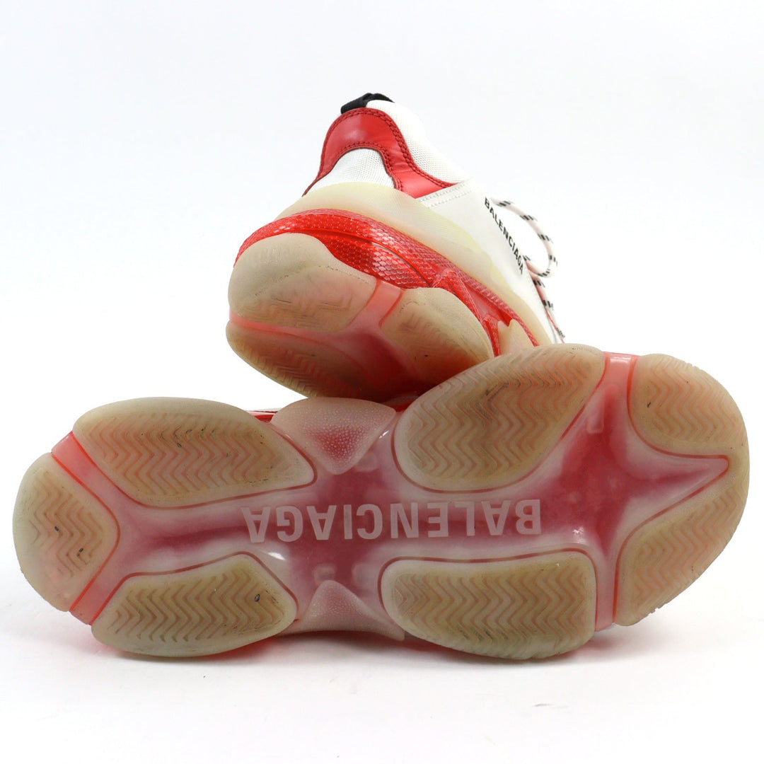 Top Quality Balenciaga Triple S Leather Sneakers White Red