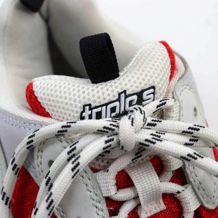 Top Quality Balenciaga Triple S Leather Sneakers White Red