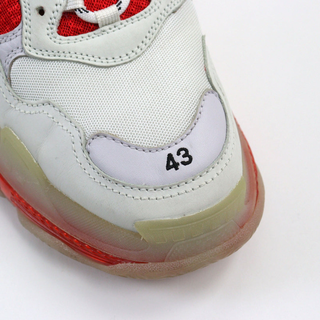 Top Quality Balenciaga Triple S Leather Sneakers White Red