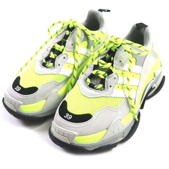 Top Quality Balenciaga Triple S Leather Nylon Sneakers Gray Black Yellow