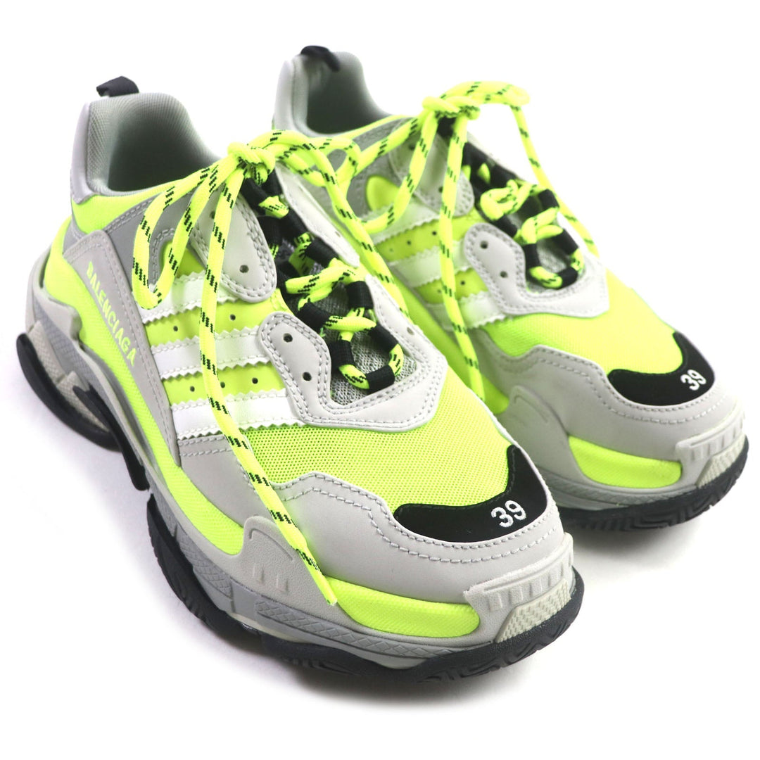 Top Quality Balenciaga Triple S Leather Nylon Sneakers Gray Black Yellow