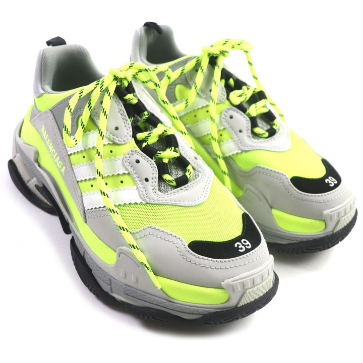 Top Quality Balenciaga Triple S Leather Nylon Sneakers Gray Black Yellow