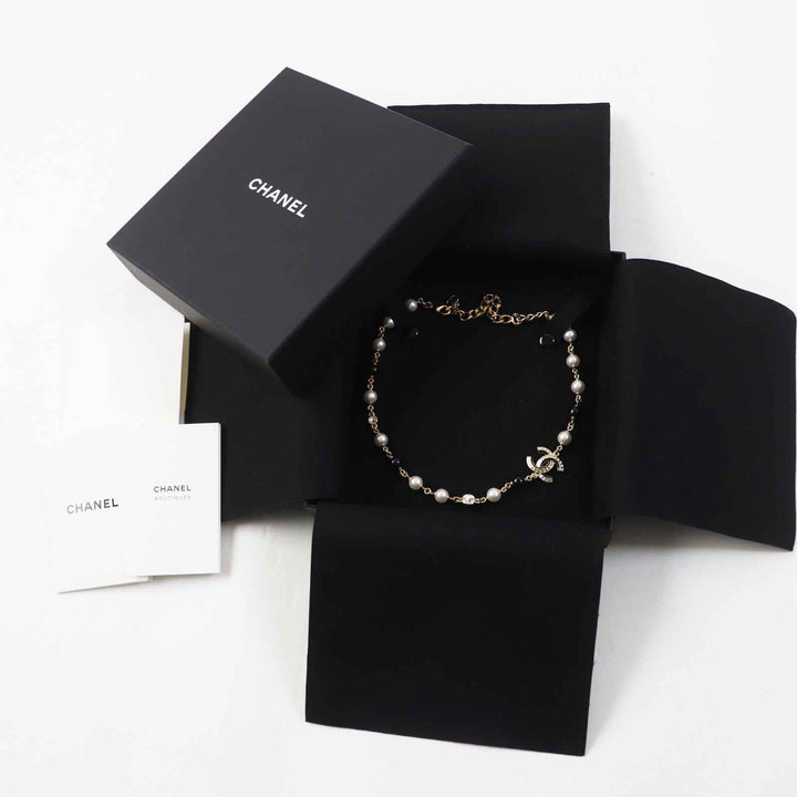 Top Quality Chanel COCO Mark Rhinestone Pearl Necklace
