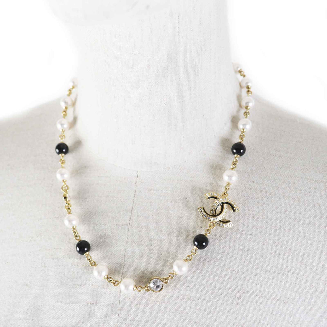 Top Quality Chanel COCO Mark Rhinestone Pearl Necklace