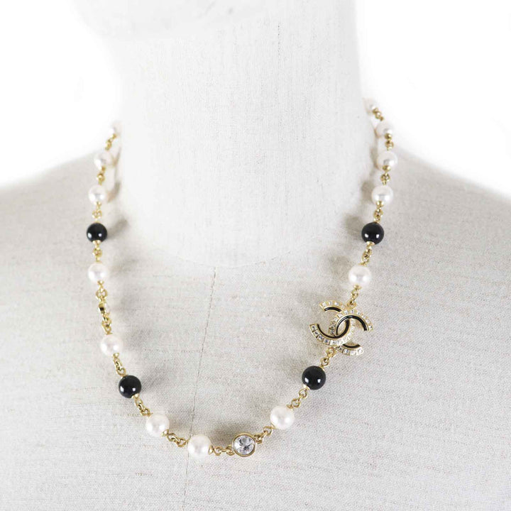 Top Quality Chanel COCO Mark Rhinestone Pearl Necklace