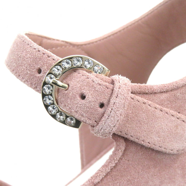 Top Quality Chanel Suede Leather Sandals 37.5 Pink