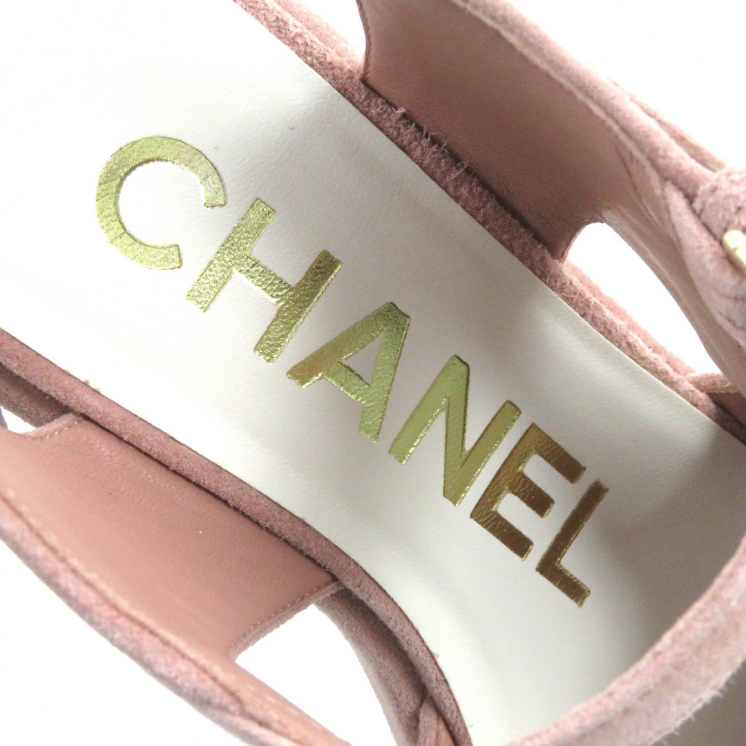 Top Quality Chanel Suede Leather Sandals 37.5 Pink