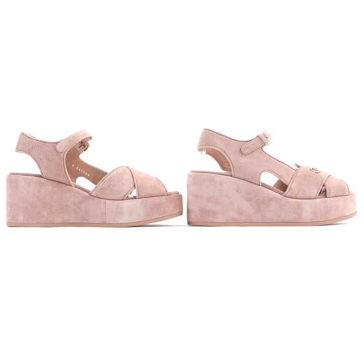 Top Quality Chanel Suede Leather Sandals 37.5 Pink