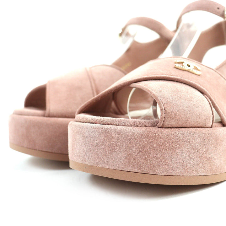 Top Quality Chanel Suede Leather Sandals 37.5 Pink