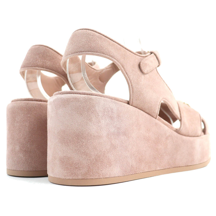 Top Quality Chanel Suede Leather Sandals 37.5 Pink