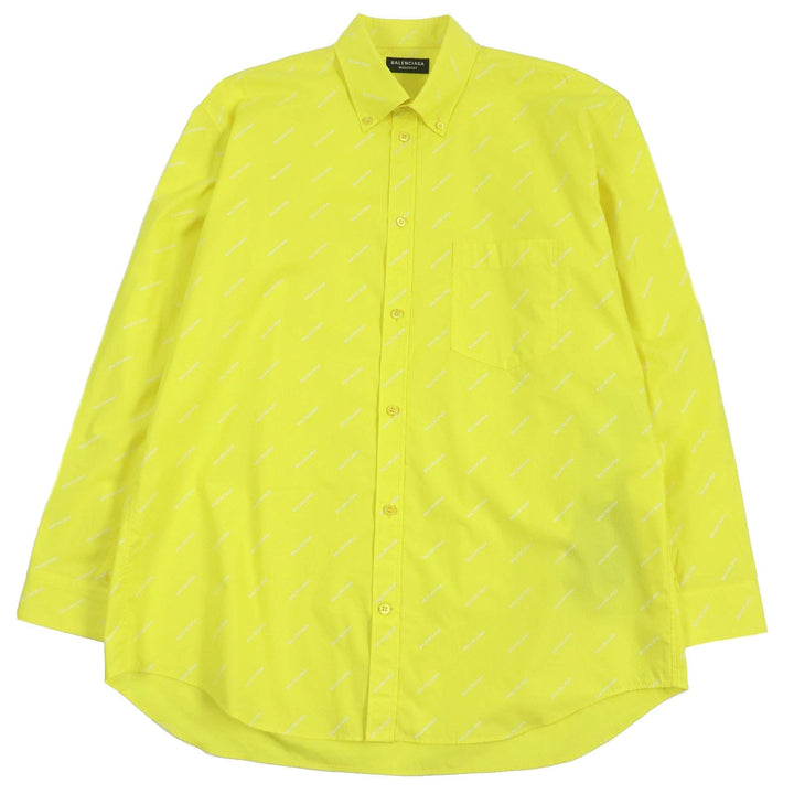 Top Quality Balenciaga Logo Shirt Yellow Cotton 40