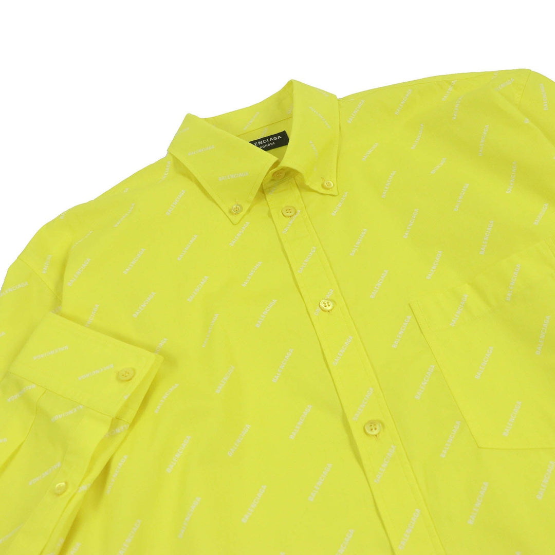 Top Quality Balenciaga Logo Shirt Yellow Cotton 40