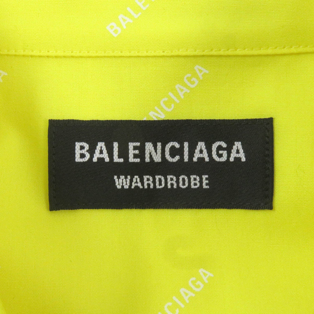 Top Quality Balenciaga Logo Shirt Yellow Cotton 40