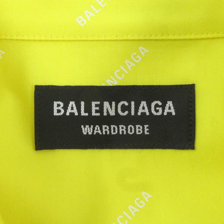 Top Quality Balenciaga Logo Shirt Yellow Cotton 40