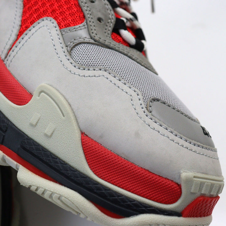Top Quality Balenciaga Triple S Leather Sneakers Gray Red