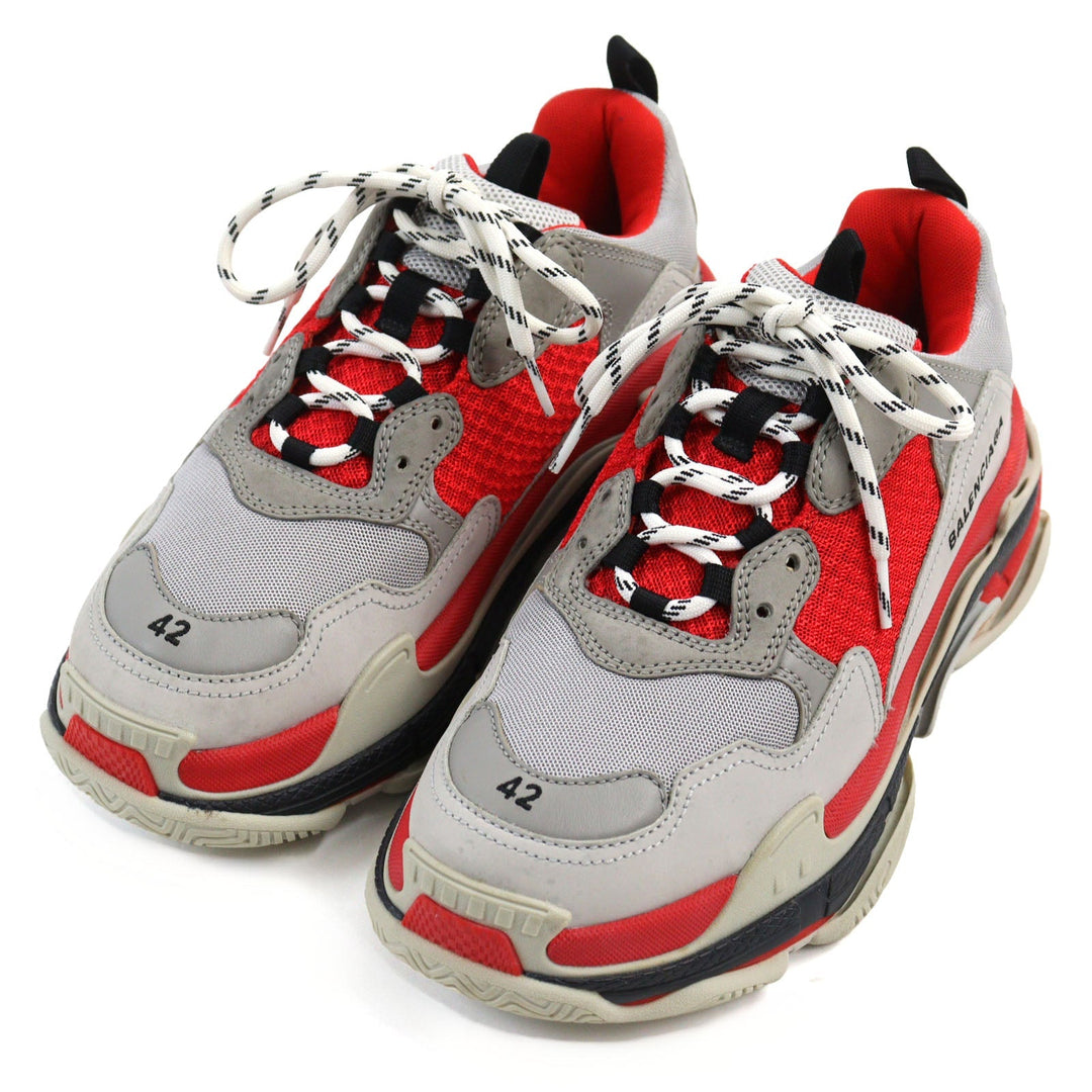 Top Quality Balenciaga Triple S Leather Sneakers Gray Red