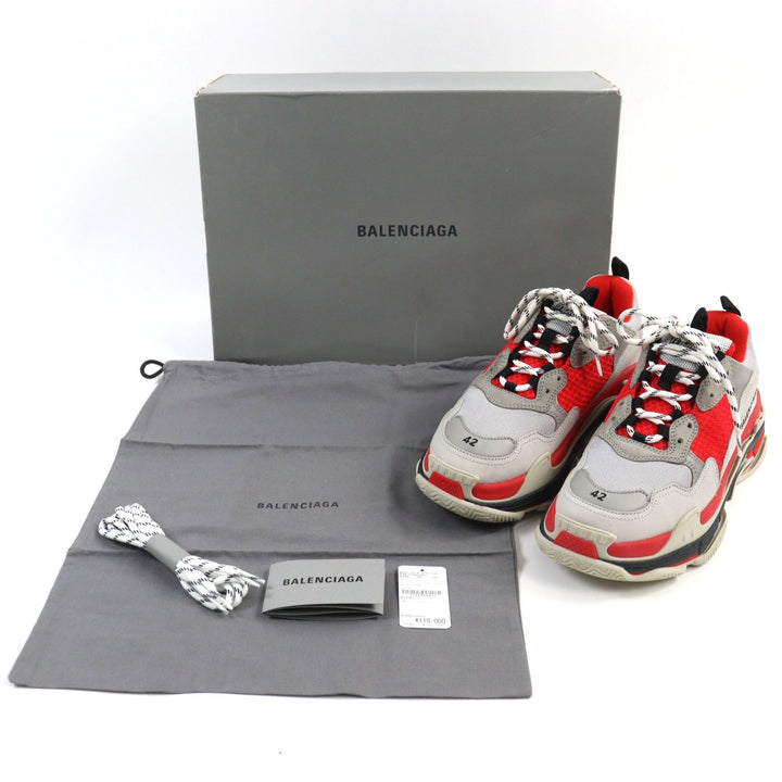 Top Quality Balenciaga Triple S Leather Sneakers Gray Red