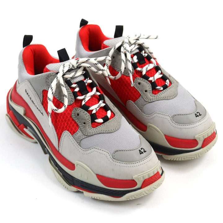 Top Quality Balenciaga Triple S Leather Sneakers Gray Red