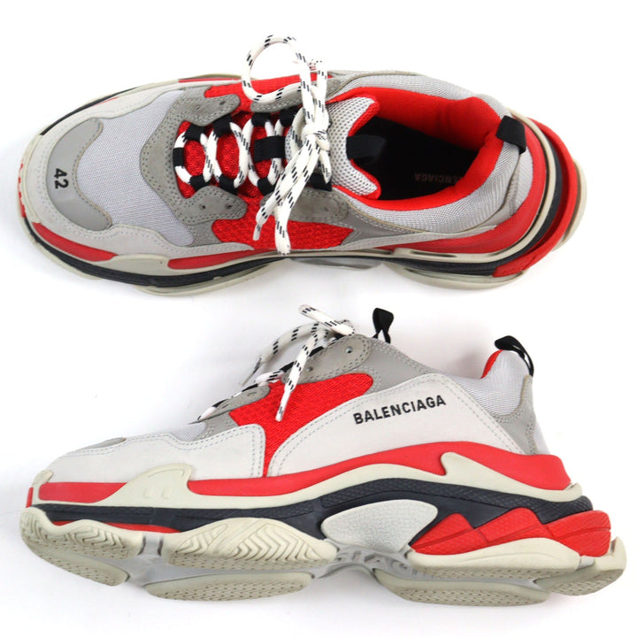 Top Quality Balenciaga Triple S Leather Sneakers Gray Red