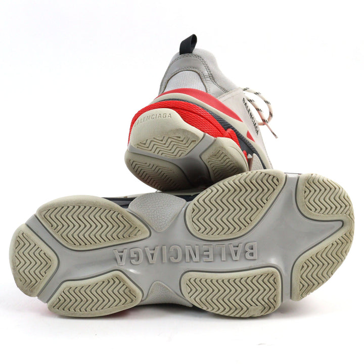 Top Quality Balenciaga Triple S Leather Sneakers Gray Red
