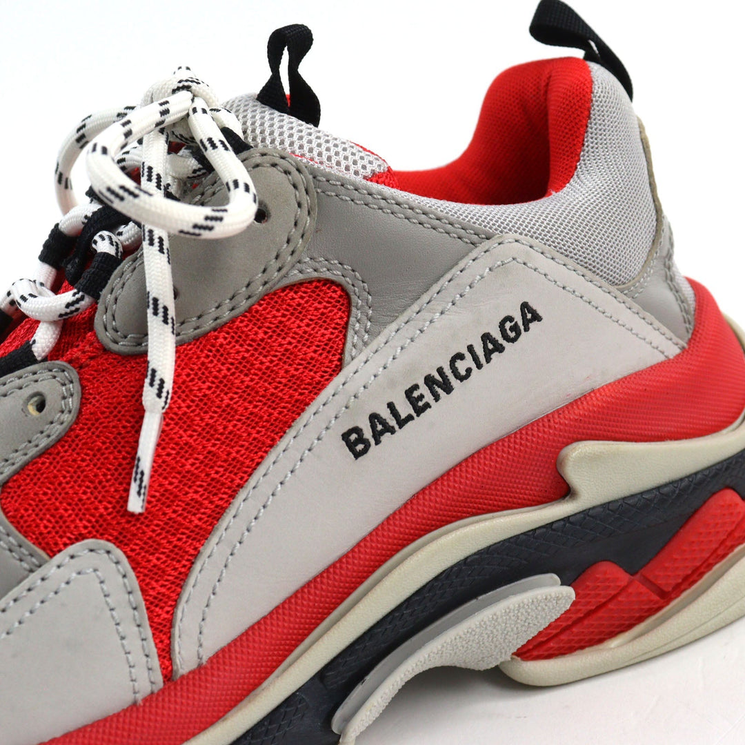 Top Quality Balenciaga Triple S Leather Sneakers Gray Red