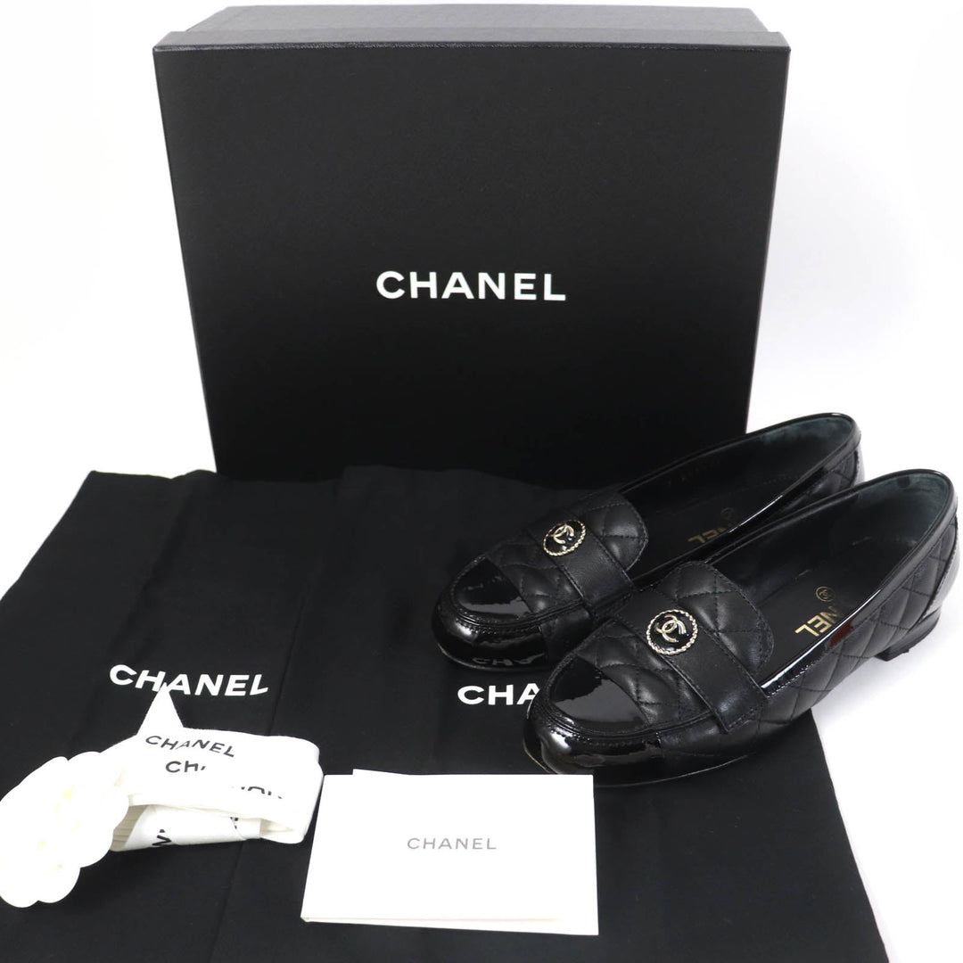 Top Quality Chanel COCO Mark Matelasse Flat Pumps Leather 36.5