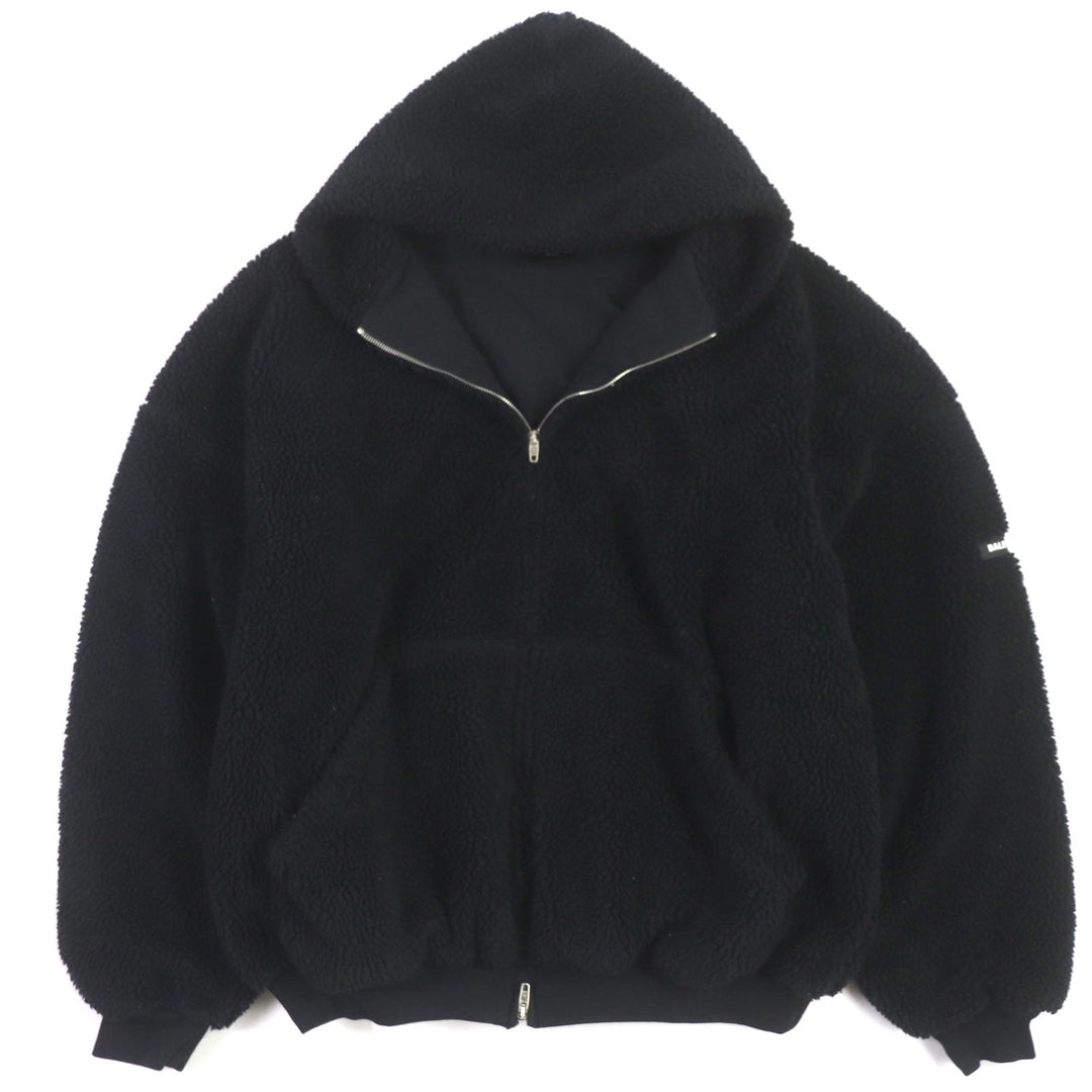 Top Quality Balenciaga Zip-Up Hoodie Fleece Jacket Black