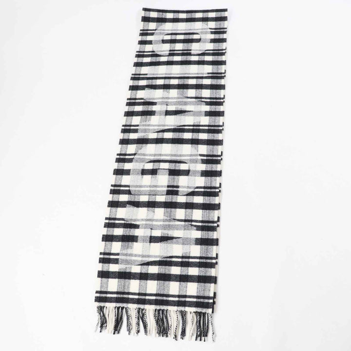 Top Quality Balenciaga Wool Logo Check Scarf with Fringe