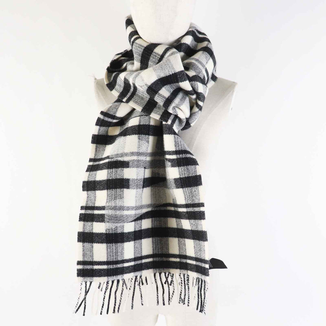 Top Quality Balenciaga Wool Logo Check Scarf with Fringe