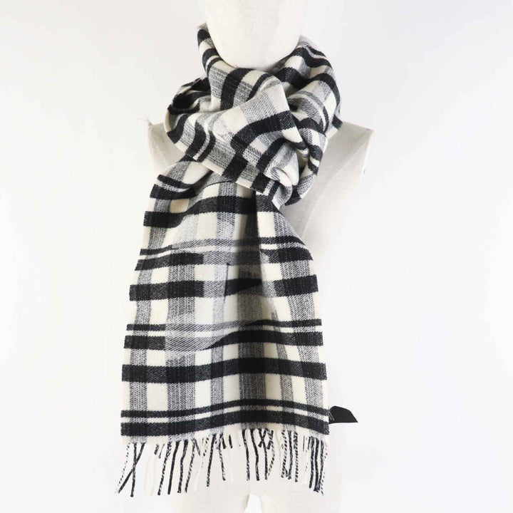 Top Quality Balenciaga Wool Logo Check Scarf with Fringe
