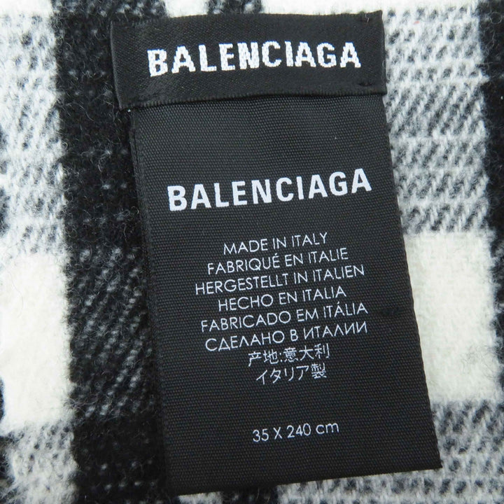 Top Quality Balenciaga Wool Logo Check Scarf with Fringe