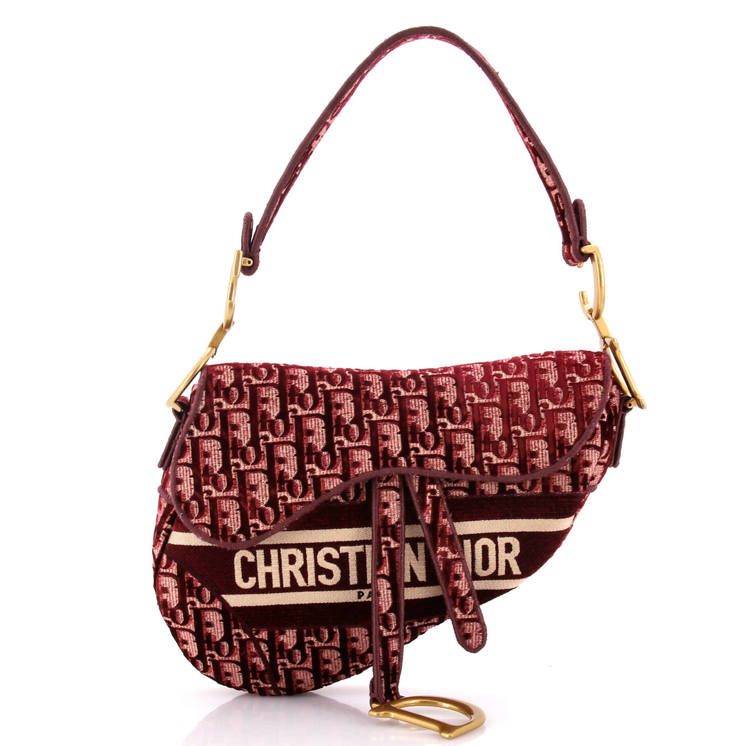 Top quality Dior Saddle Handbag Logo Embroidered Oblique Canvas Medium