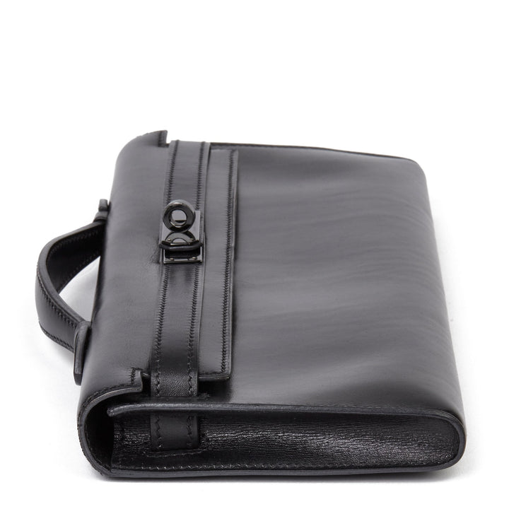 Top quality Hermes Black Box Calf Leather SO Black Kelly Cut Clutch
