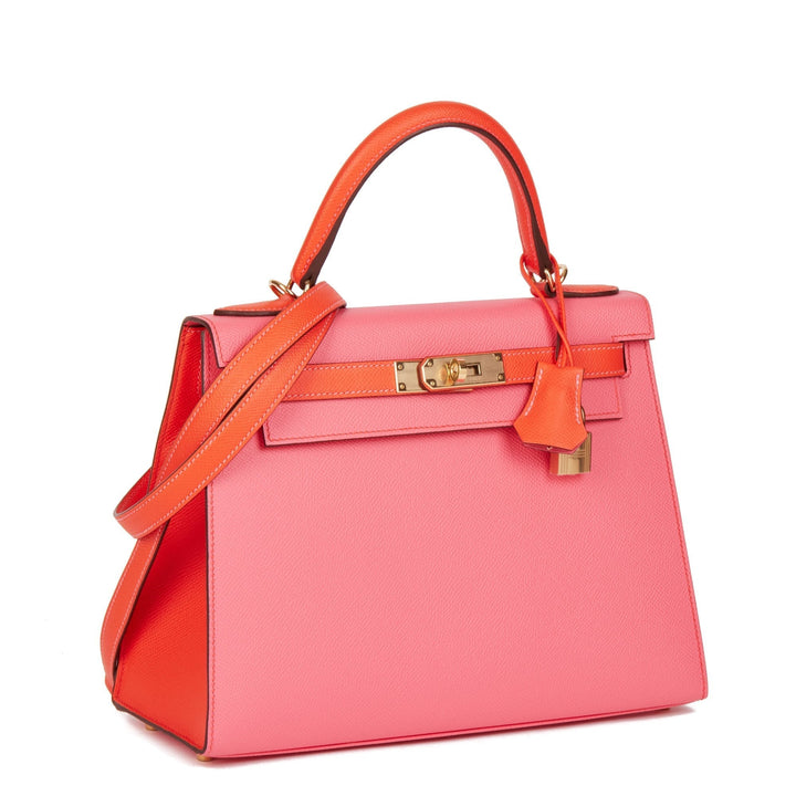 Top quality Hermes Rose Azalea & Rose Jaipur Epsom Leather HSS Special Order Kelly 28cm Sellier Shoulder Bag