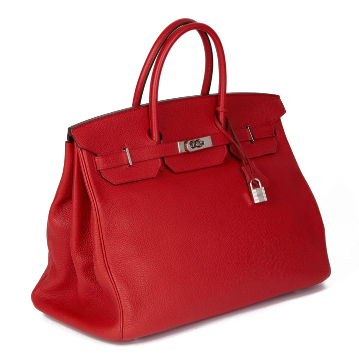 Top quality Hermes Rouge Tomate Togo Leather Birkin 40cm Tote