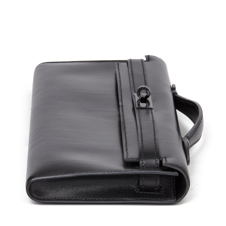 Top quality Hermes Black Box Calf Leather SO Black Kelly Cut Clutch