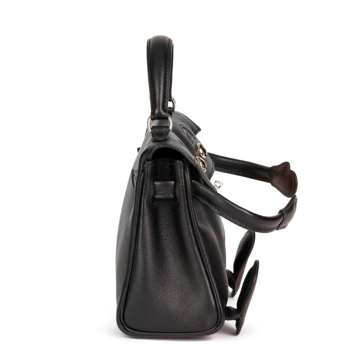 Top quality Hermes Black & Chocolate Gulliver Leather Vintage Kelly Quelle Idole Doll Top Handle Bag