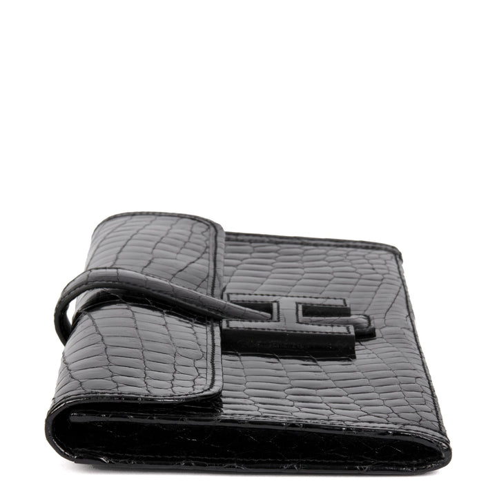 Premium Handmade Hermes Black Niloticus Crocodile Leather Jige Elan 29 Clutch