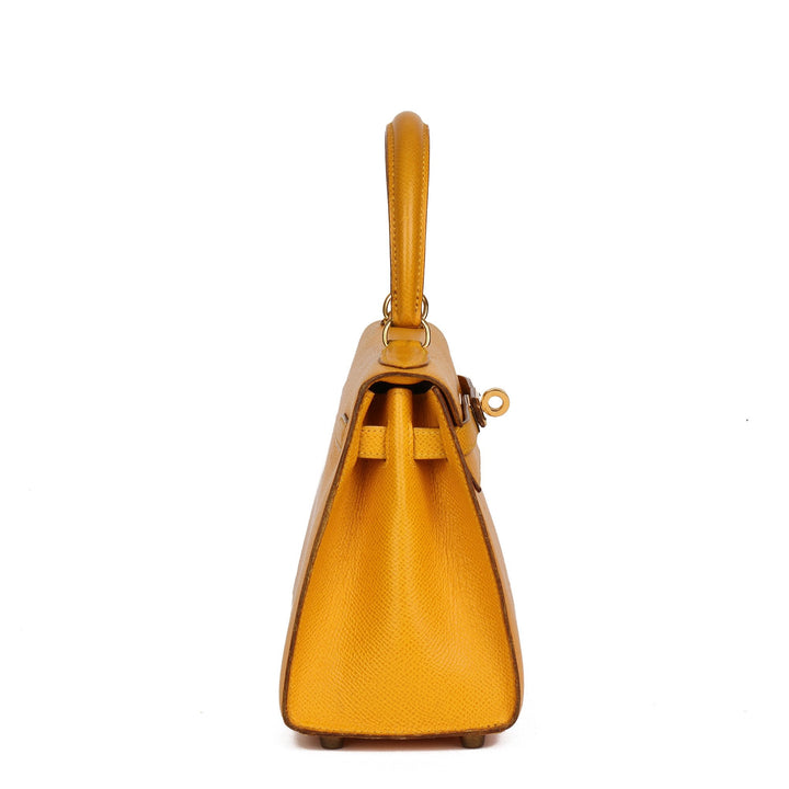 Top quality Hermes Jaune Courchevel Leather Kelly 20cm Sellier Shoulder Bag