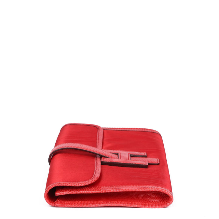 Top quality Hermes Rouge Braise Lizard Leather & Silk Jige Elan 29 Clutch