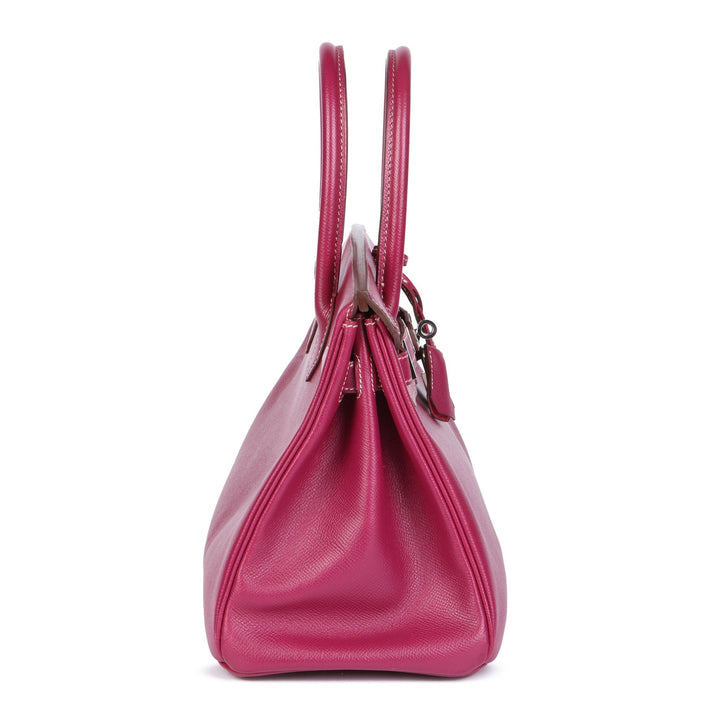 Top quality Hermes Tosca & Rose Tyrien Epsom Leather Candy Collection Birkin 30cm Retourne Tote
