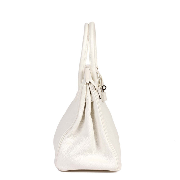 Top quality Hermes White Clemence Leather Birkin 30cm Retourne Tote