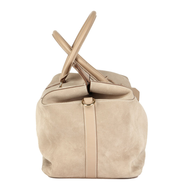 Top quality Hermes Argile Swift Leather & Veau Grizzly Suede Toolbox 33 Shoulder Bag