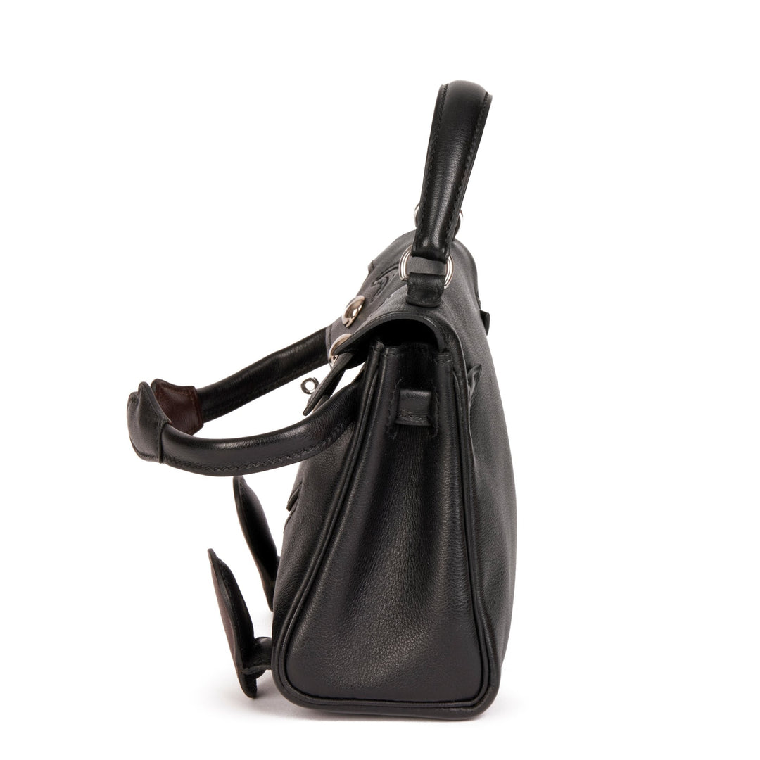 Top quality Hermes Black & Chocolate Gulliver Leather Vintage Kelly Quelle Idole Doll Top Handle Bag