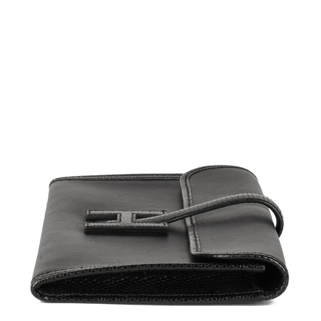Top quality Hermes Black Swift Leather & Niloticus Lizard Leather Jige Elan 29 Clutch