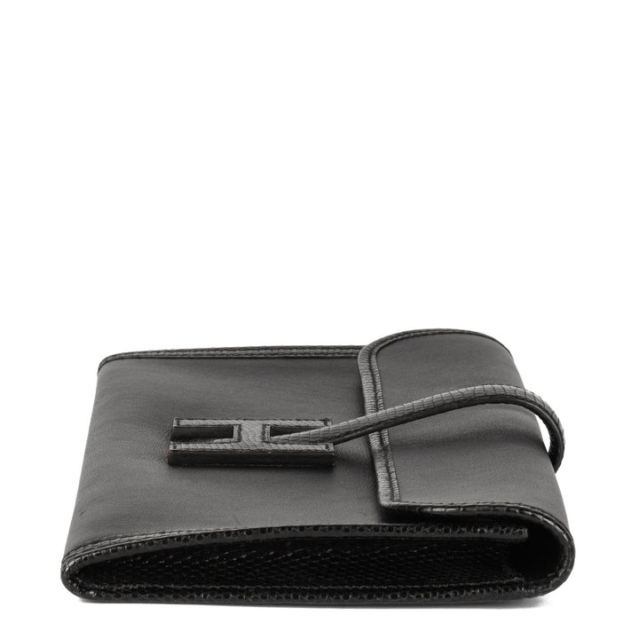 Top quality Hermes Black Swift Leather & Niloticus Lizard Leather Jige Elan 29 Clutch